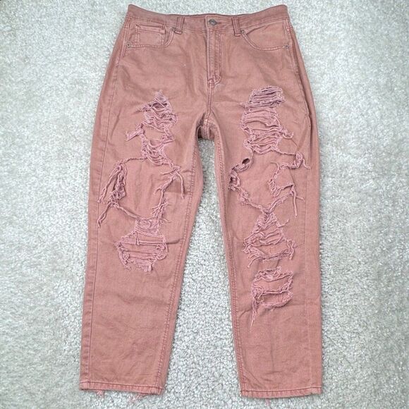 American Eagle Mom Jean Pink Distressed Ripped 10 X-Short - Picture 1 of 13